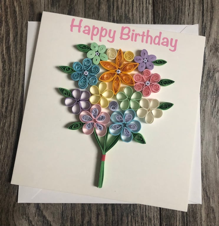 Stunning handmade quilled bouquet card