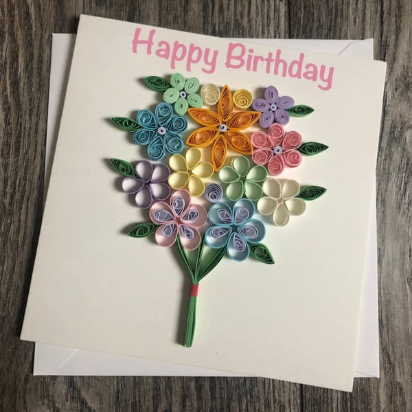 Stunning handmade quilled bouquet card