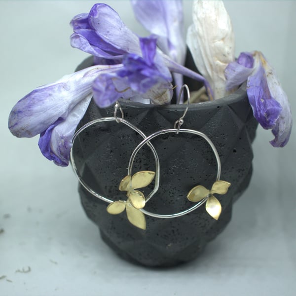 Eco Silver Hydrangea Hoop Earrings
