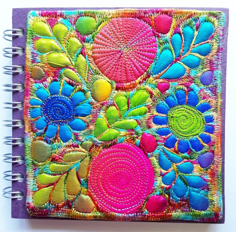 Sketchbook Spiral Bound Square 6 x 6 inches with Free Machine Embroidery Cover