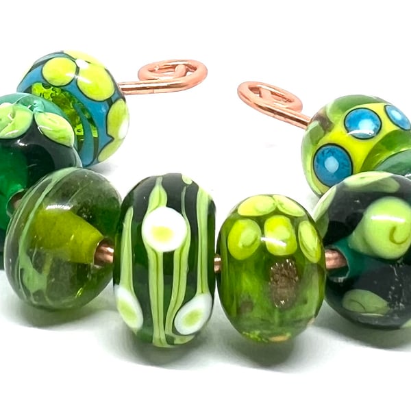 Handcrafted Lamp-work glass Beads – Spring gree... - Folksy