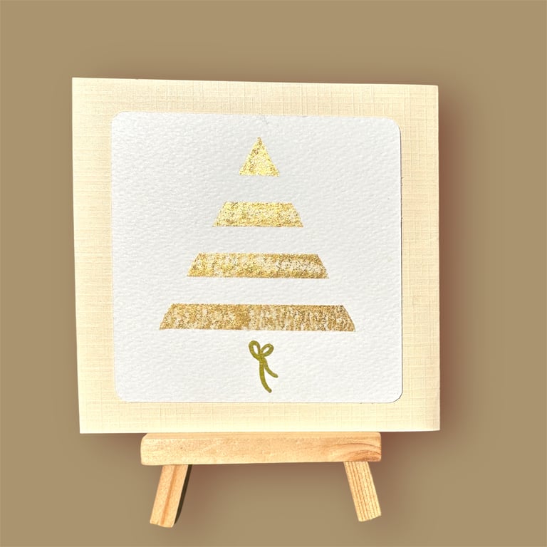 Pack of 3 Christmas cards, hand painted trees in a glittery metallic watercolour