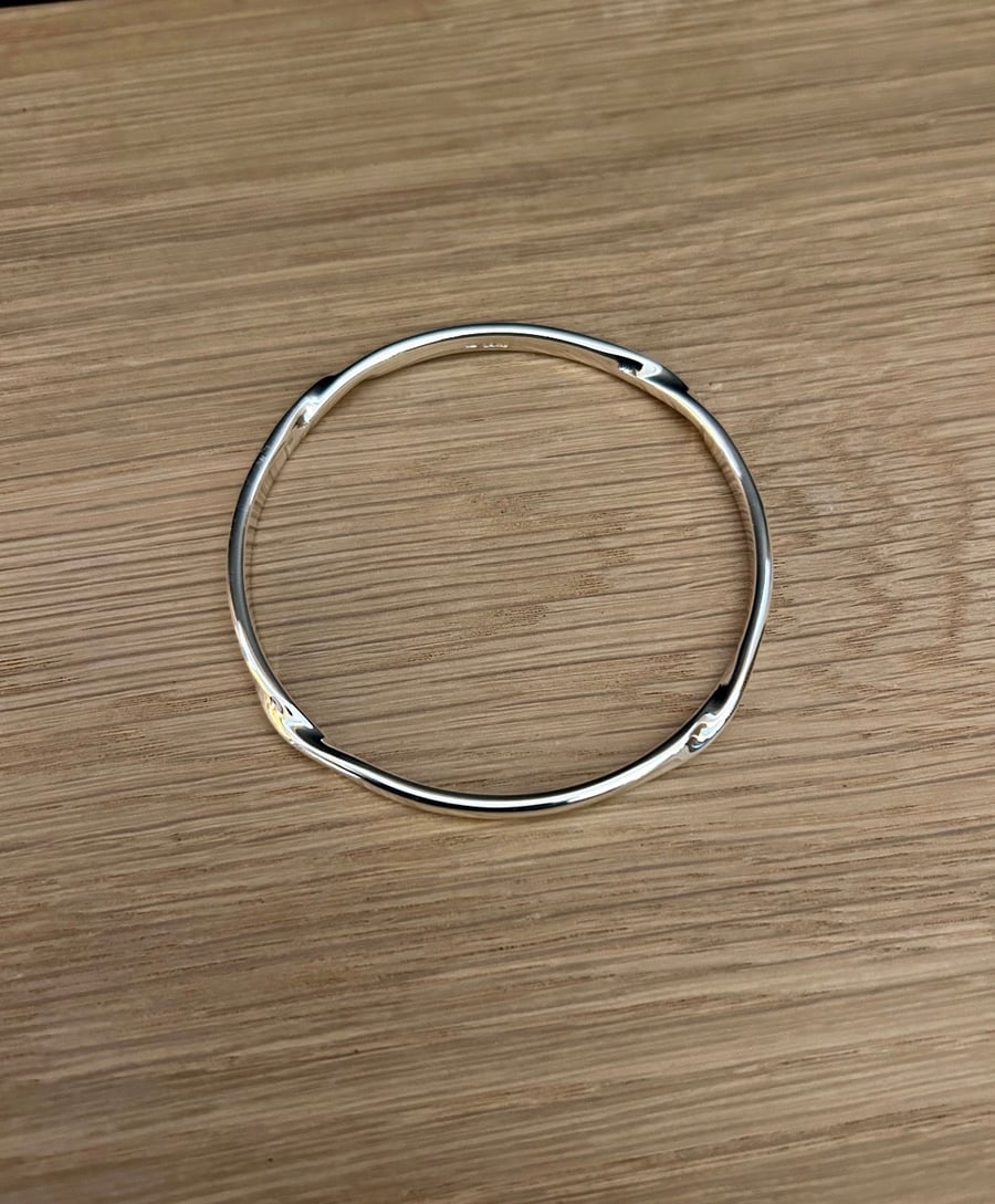"Seasons" - Sterling Silver Bangle 4 Twists - Made to any size - 4mm x 3mm