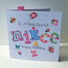 Birthday Card Niece,Printed Applique Design,Handfinished Greeting Card