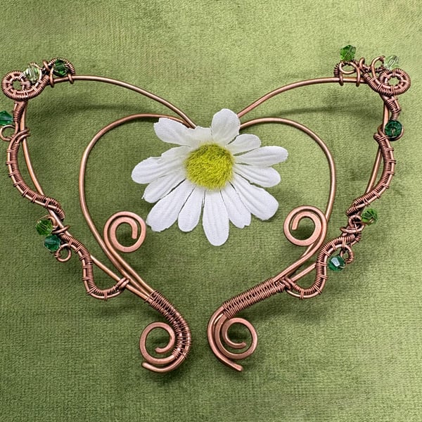 Antique copper wire wrapped Elvin Ear Cuffs