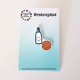 Retropins - Kawaii Milk and Cookie shrink plastic pin