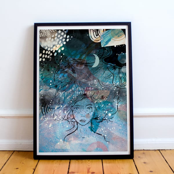 Night Time Feelings A4 A3 Fine Art Print - Folksy
