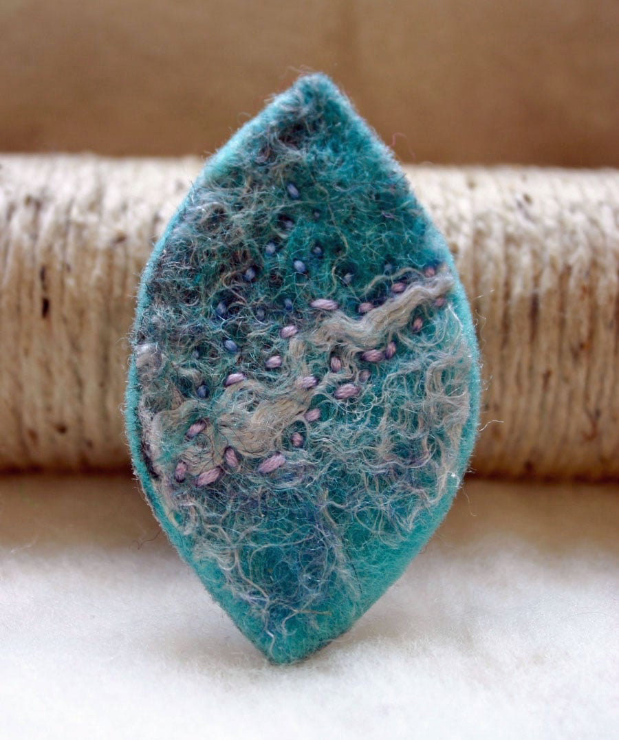 Hand felted  sea inspired brooch