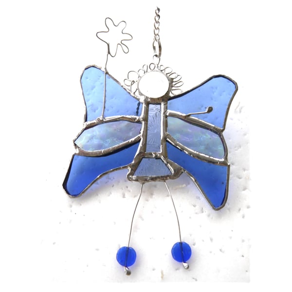 Fairy Angel Suncatcher Stained Glass Blue 028