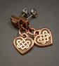 Copper heart charm handmade stud earring drops , copper jewellery - Image 3