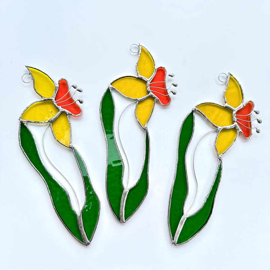 Stained Glass Daffodil Suncatcher - Handmade Hanging Decoration