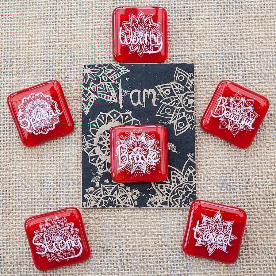 Red Motivational Positive Thinking Glass Enamel Pin Badge