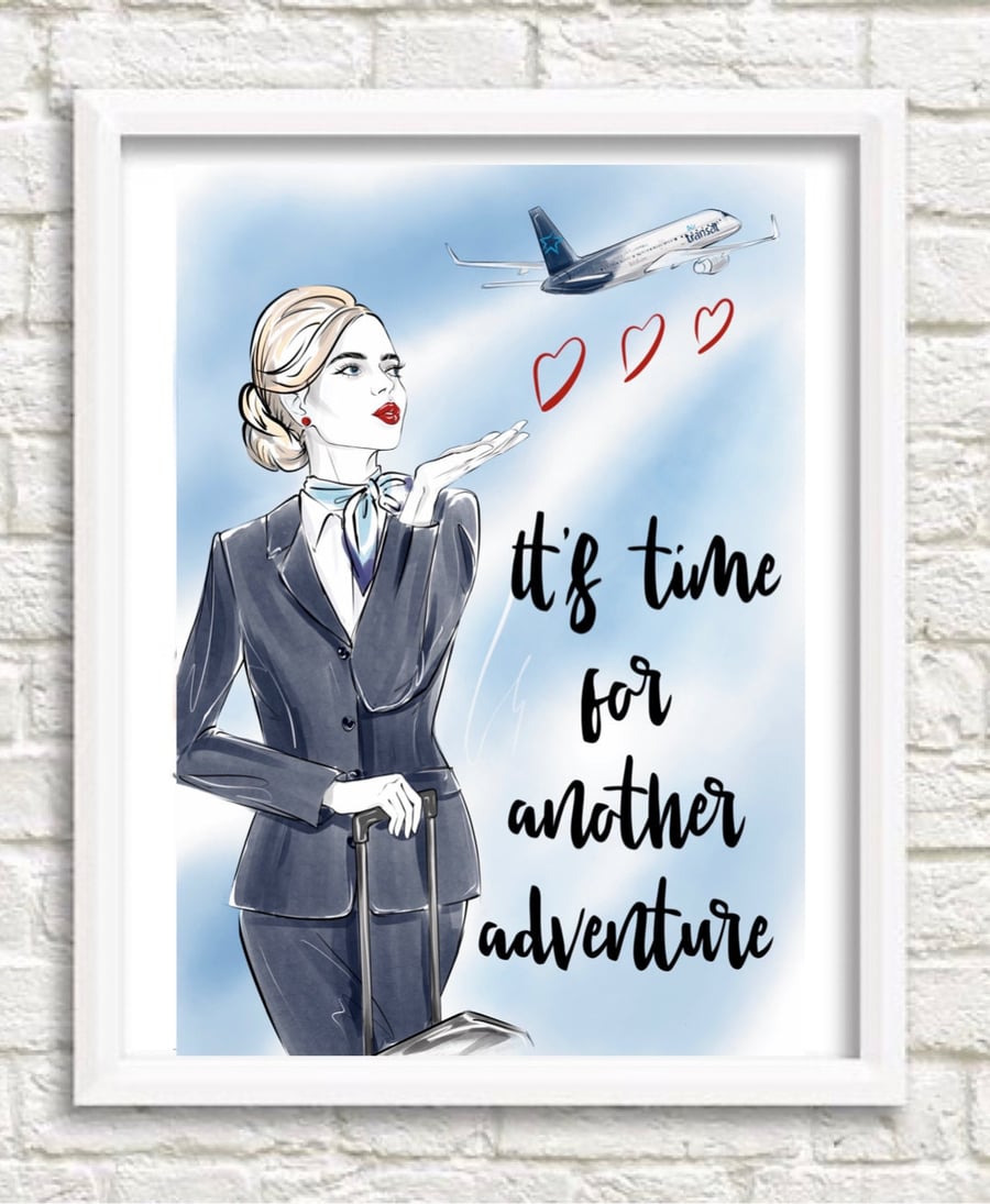 Air Transat Flight Attendant Cabin Crew Travel Print