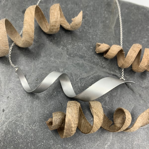 Spiral aluminium pendant in silver