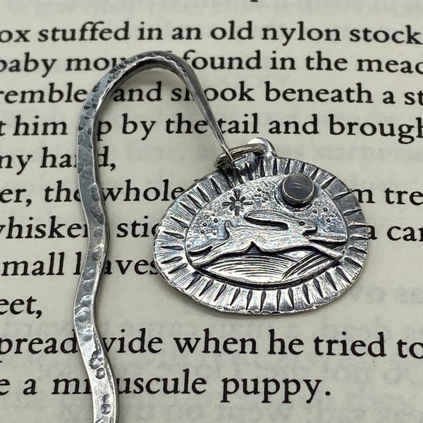 Sterling Silver Hare Bookmark with Moonstone
