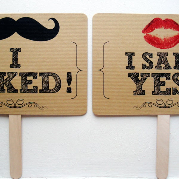 'I asked & I Said Yes!' photo prop signs