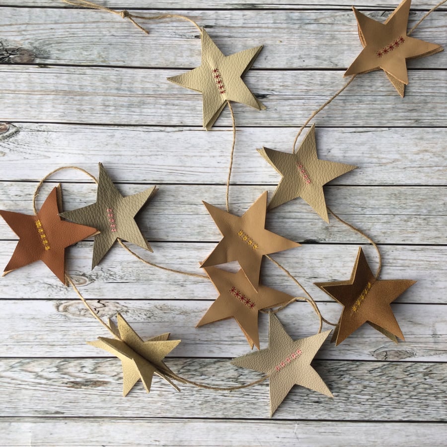 Leather Star Bunting - Party Bunting - Bunting - Star Bunting - Leather Bunting