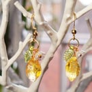Dark yellow lemon dangle earrings 
