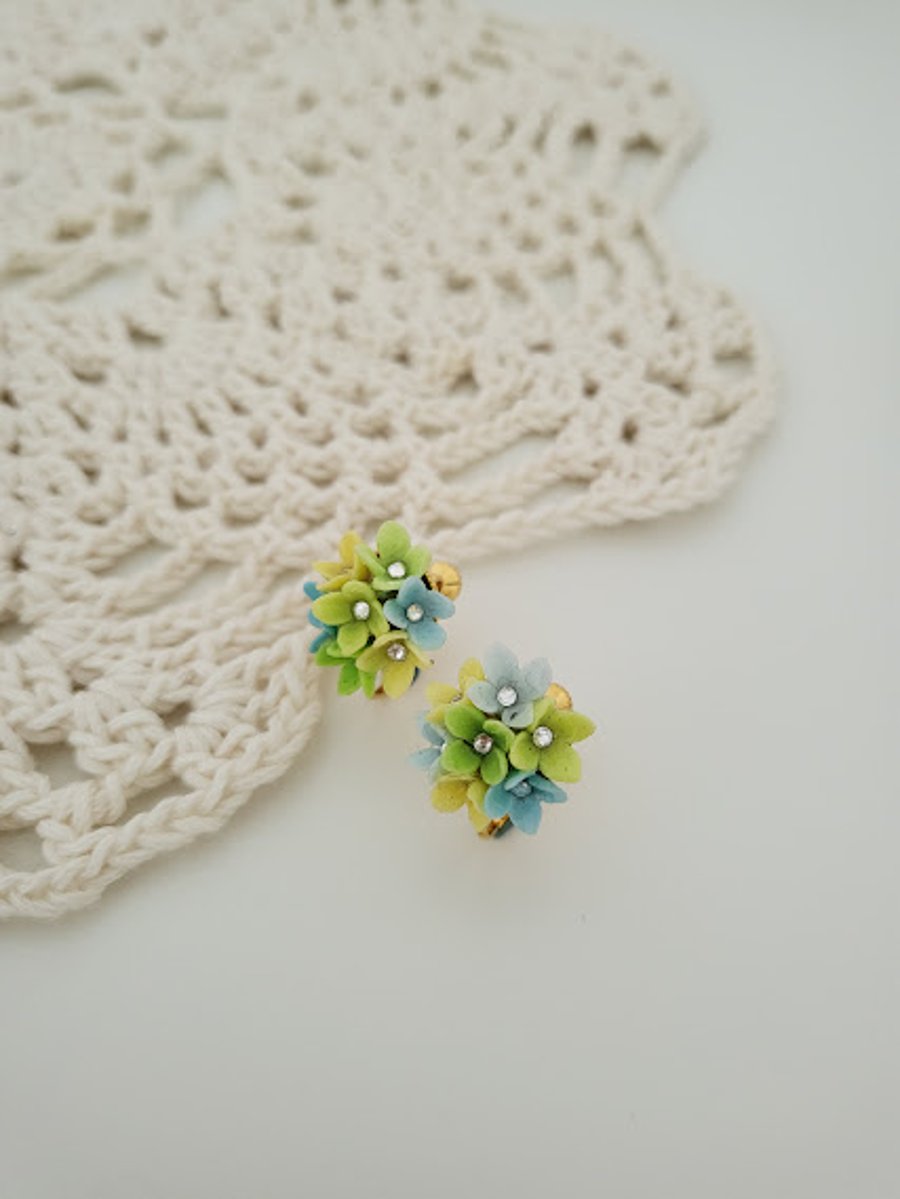 Handmade Hydrangea Polymer Clay Earrings - Spring Meadow Earrings