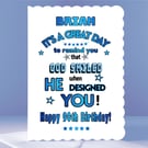 Personalised 90th Birthday Card, Christian Card, God smiled when He designed YOU