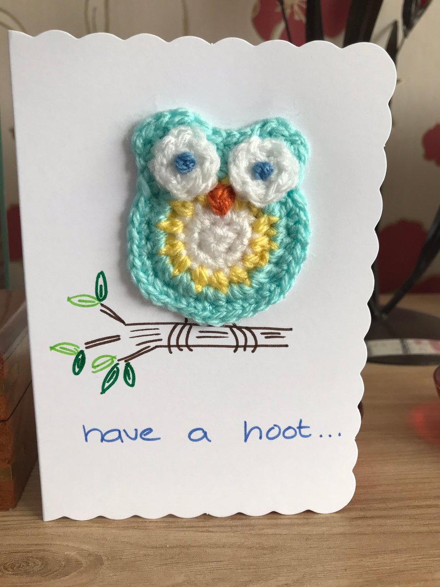 Owl Crocheted Card 