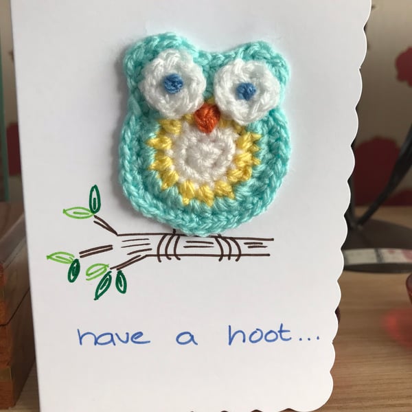Owl Crocheted Card 