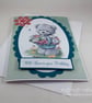 Handmade birthday card - cute bear with flower basket - Image 6
