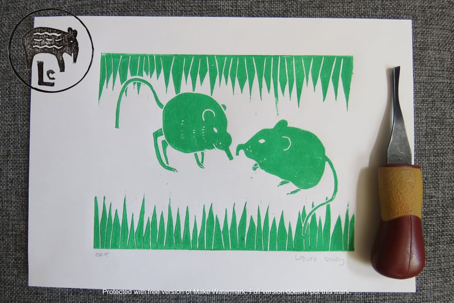 Green A4 elephant shrew (sengis) print (OE5)