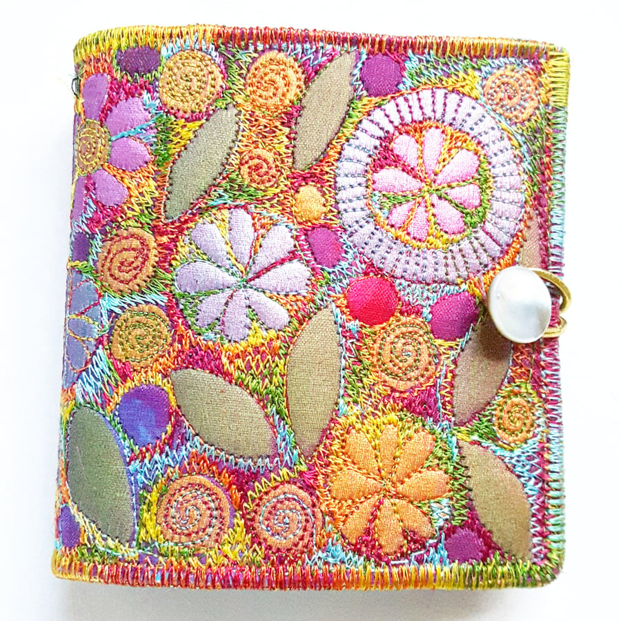 Sewing Needle Case with Free Machine Embroidery in a Botanical Theme