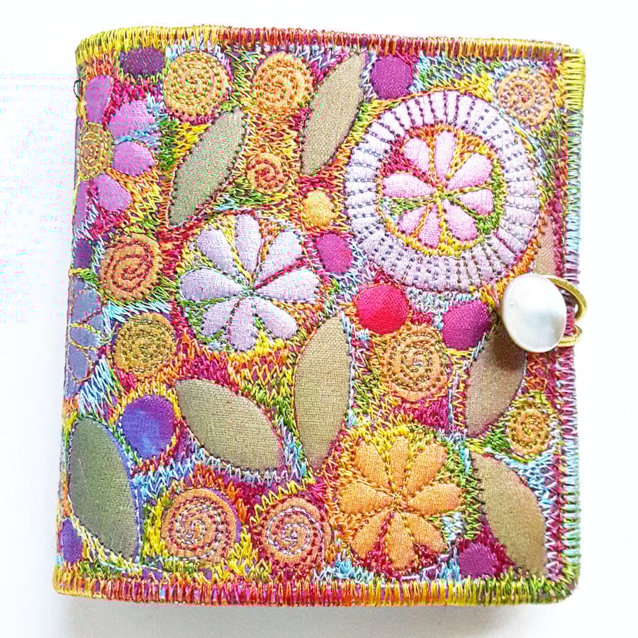 Sewing Needle Case with Free Machine Embroidery in a Botanical Theme