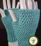 Fingerless Mittens in Cyan. Anti-Pilling. Handmade Crochet. Fingerless Gloves. - Image 2
