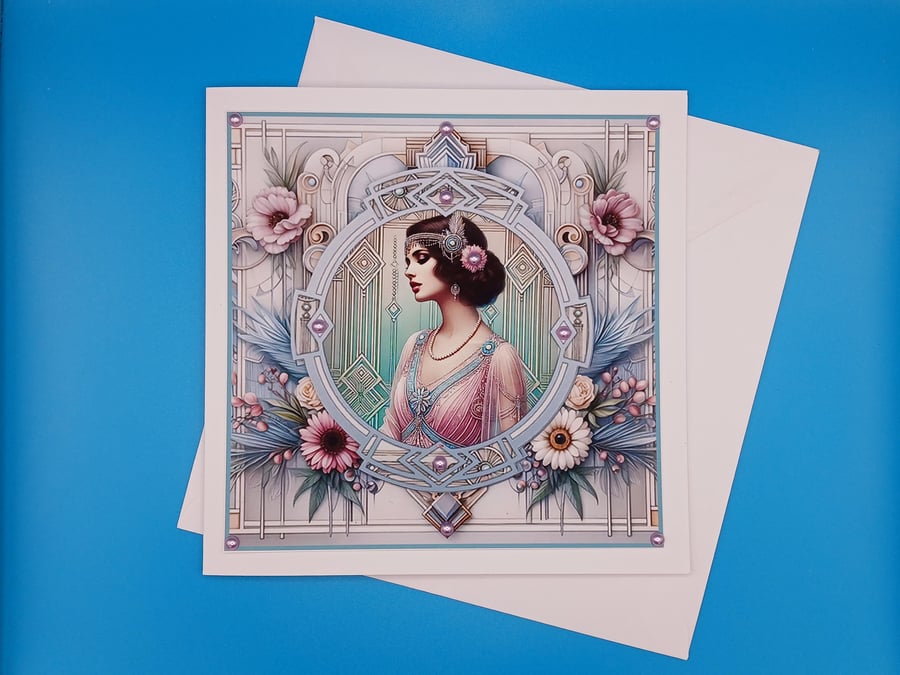 Art Deco Card, Birthday, Anniversary 