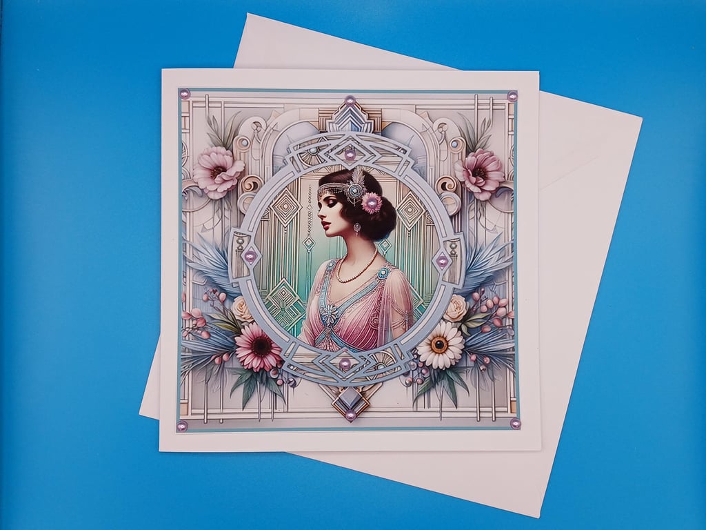 Art Deco Card, Birthday, Anniversary 