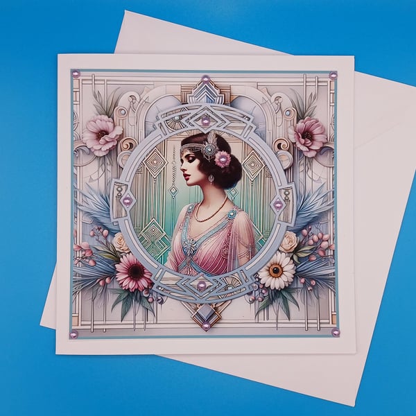 Art Deco Card, Birthday, Anniversary 