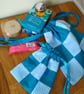 Pair of patchwork drawstring bags, gift bags, project bags. Choice of colours - Image 1