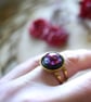 Gold Adjustable Ring With Black Resin, Shells and Stainless Steel - Image 2