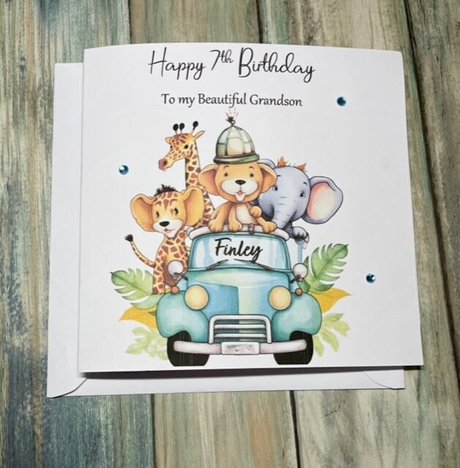 Safari Animals Birthday Card for Boy or Girl Happy Birthday Daughter Son