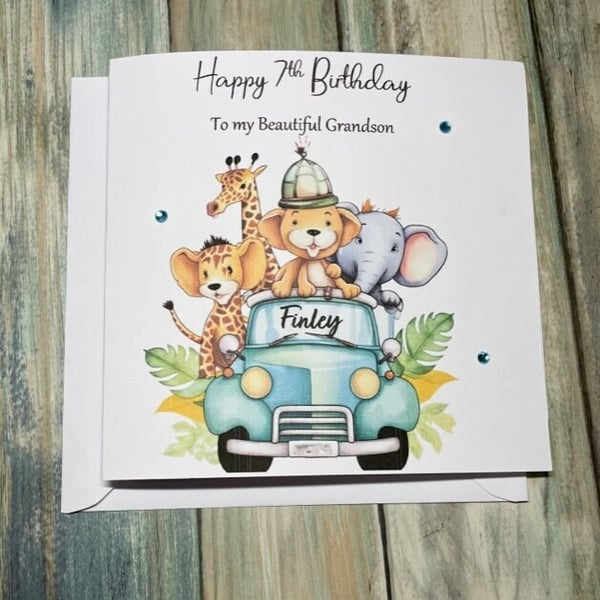 Safari Animals Birthday Card for Boy or Girl Happy Birthday Daughter Son