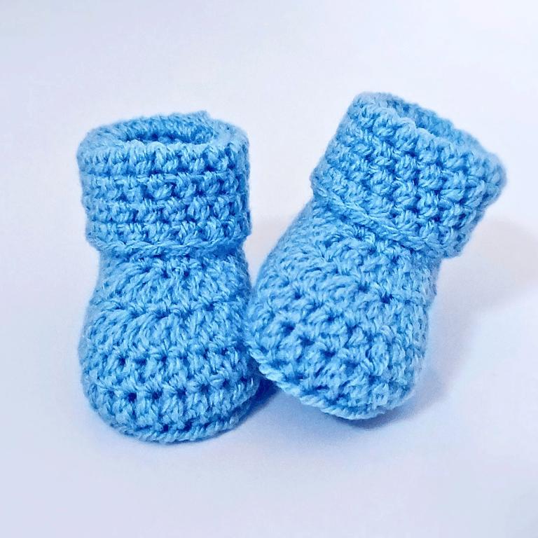 Baby Booties Crochet In Sizes Newborn, 0-3 and 3-6 Months