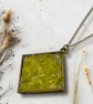 Yellow Jade Brass plated Square Worry Stone Necklace - Free Postage - Image 5