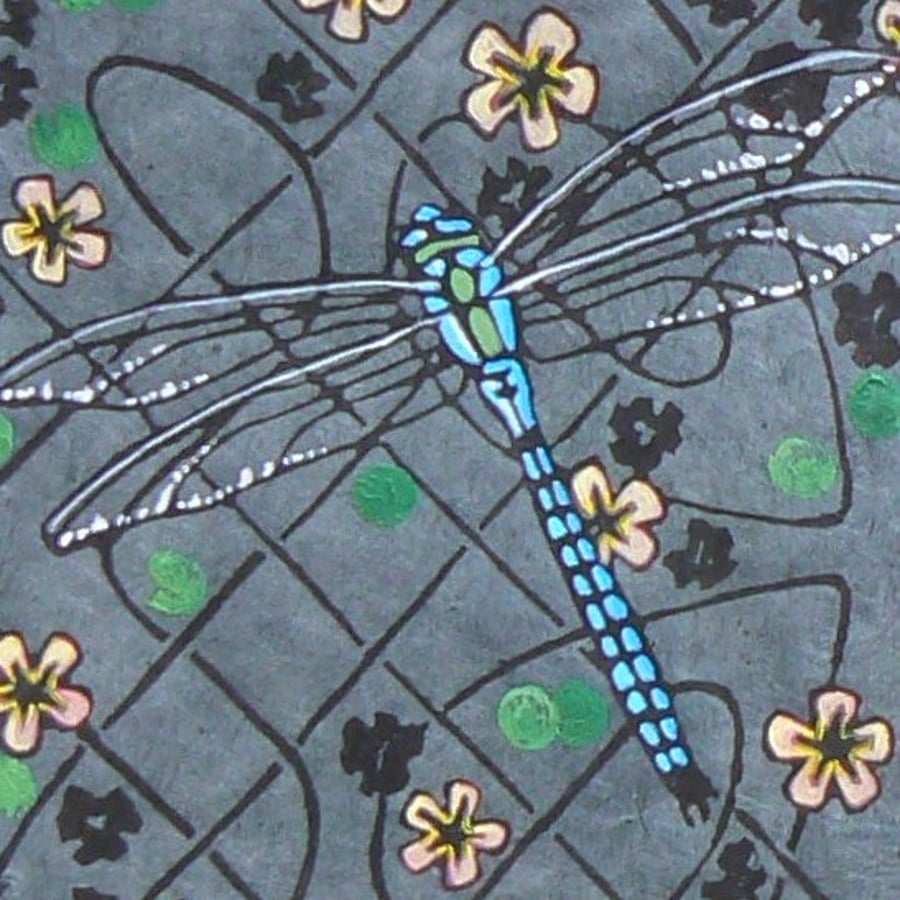 Dragonflies and Water Buttercups Linocut Print