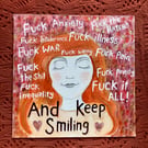 SALE! Sweary 12 inch painted canvas panel
