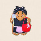 Mrs Mop Gingerbread Decoration - Embroidered Cleaner Character