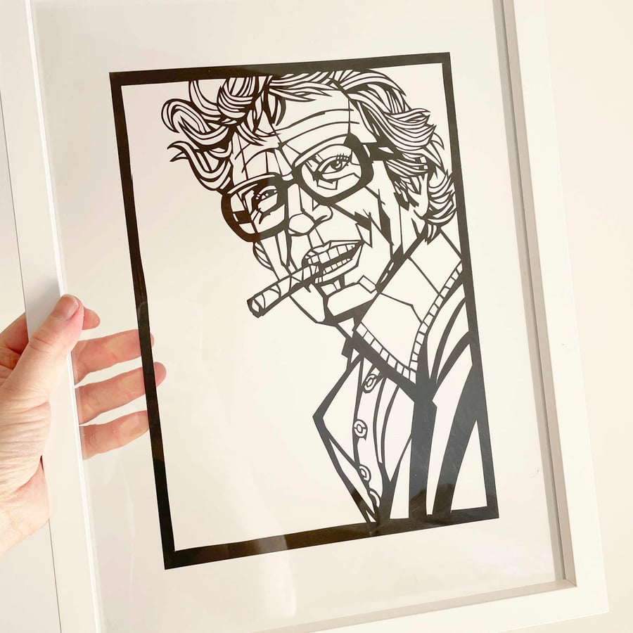 Michael Caine handcrafted papercut - Available in 2 sizes - cut by hand