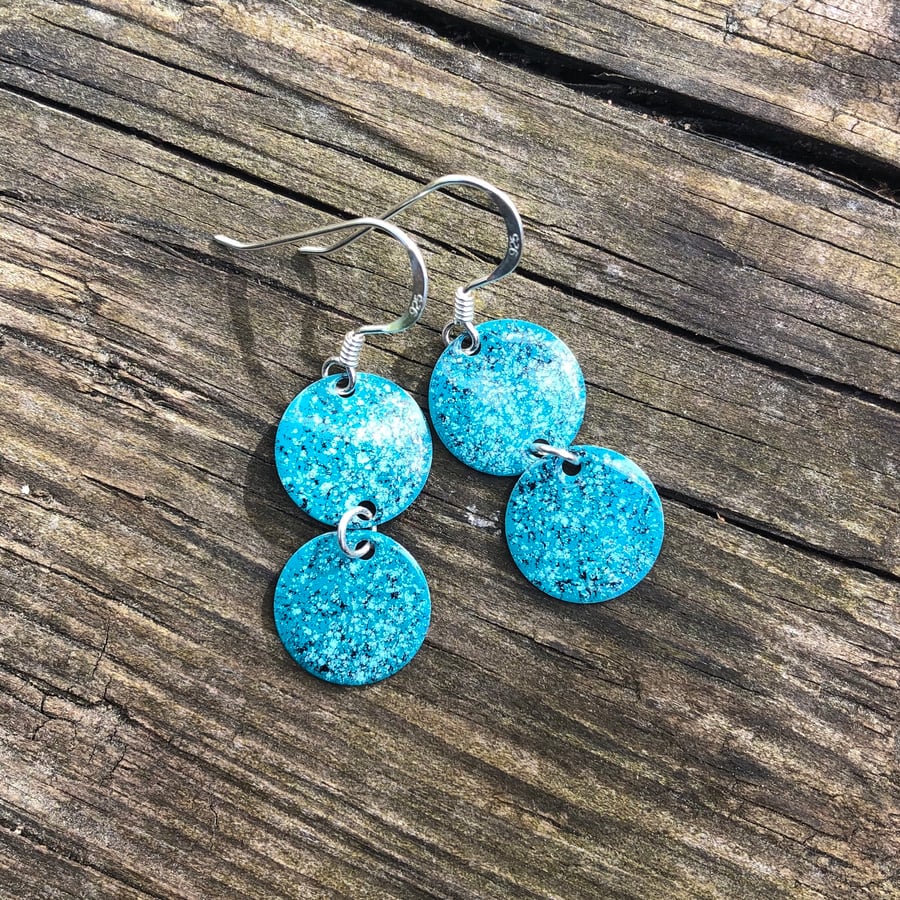 Turquoise mix geometric enamel earrings 