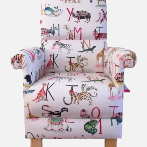 Prestigious Alphabet Animals Fabric Adult Chair Nursery Nursing Armchair Beige