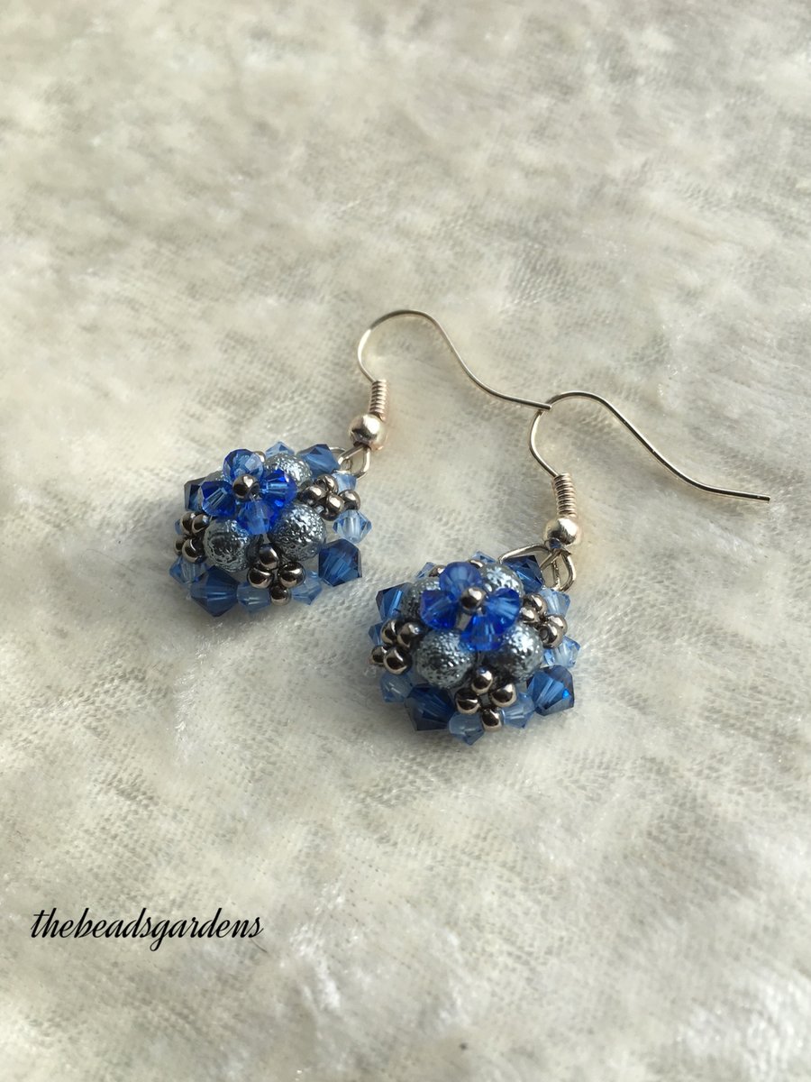 Dark blue and silver earrings 