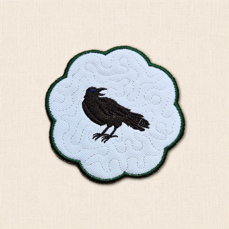 Raven Candle Coaster - Embroidered Gothic Bird Home Decor