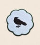 Raven Candle Coaster - Embroidered Gothic Bird Home Decor