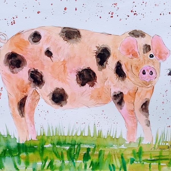 Spotty Pig 2 Greeting card 5" x 7" " Let's bee Friends"!